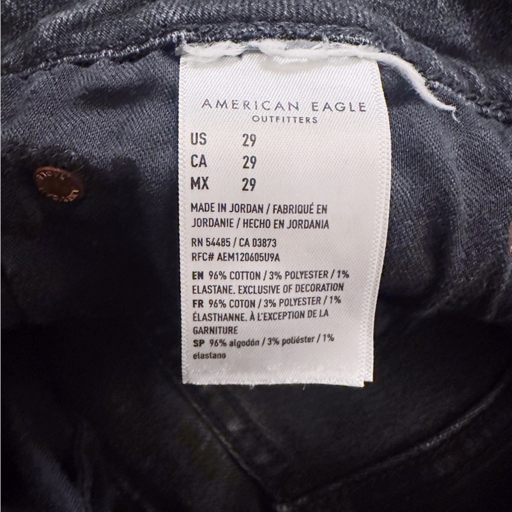 American Eagle Women’s Mom Short Black Distressed Shorts Denim - Picture 5 of 7